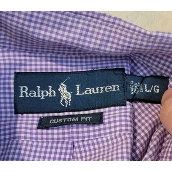 VINTAGE RALPH LAUREN MENS PURPLE STRIPED LONG SLEEVE BUTTONDOWN SIZE LARGE - EUC - Picture 6 of 7